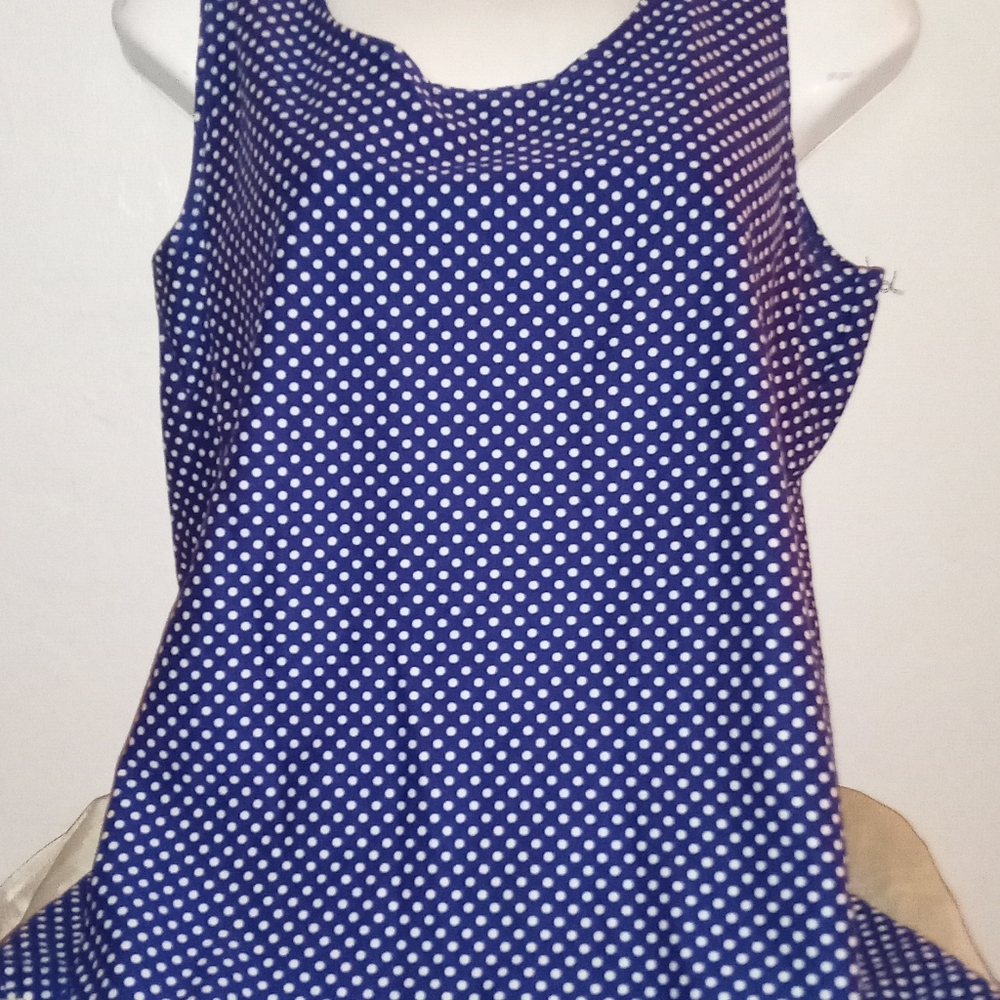 Blue Polka Dot Sleeveless Top Size 32 In Length 19 In With